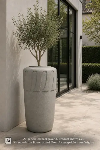 Product image of the product “Pot with Vertical Panel Ornaments, 100 cm Height, 60 cm Dia, Natural Stone ”